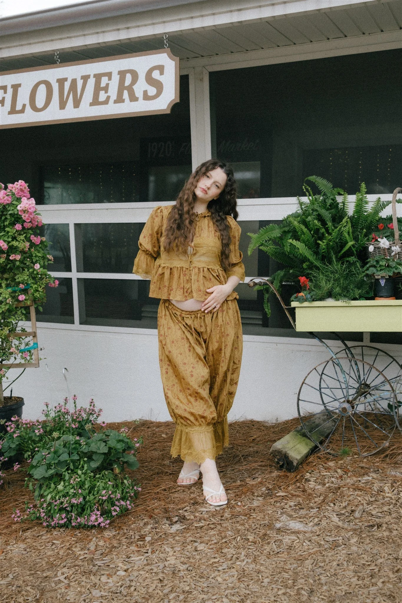  A brand photoshoot outside of a flower shop. 
