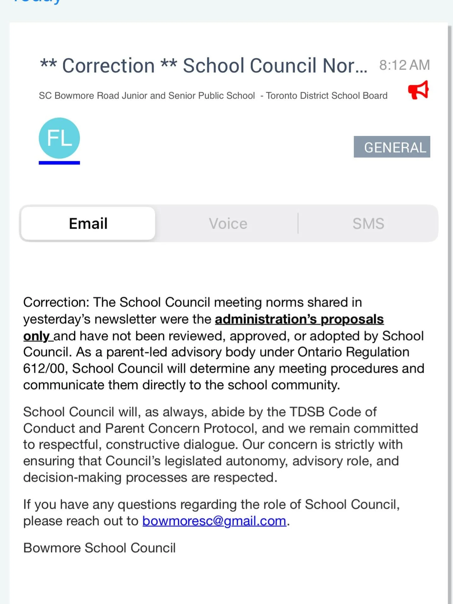 Please read the correction issued by Bowmore School Council to the information shared in the bulletin this Monday.
The norms shared were the *administrations* proposals only and have not been ratified or adopted. We of course will always abide by TDS