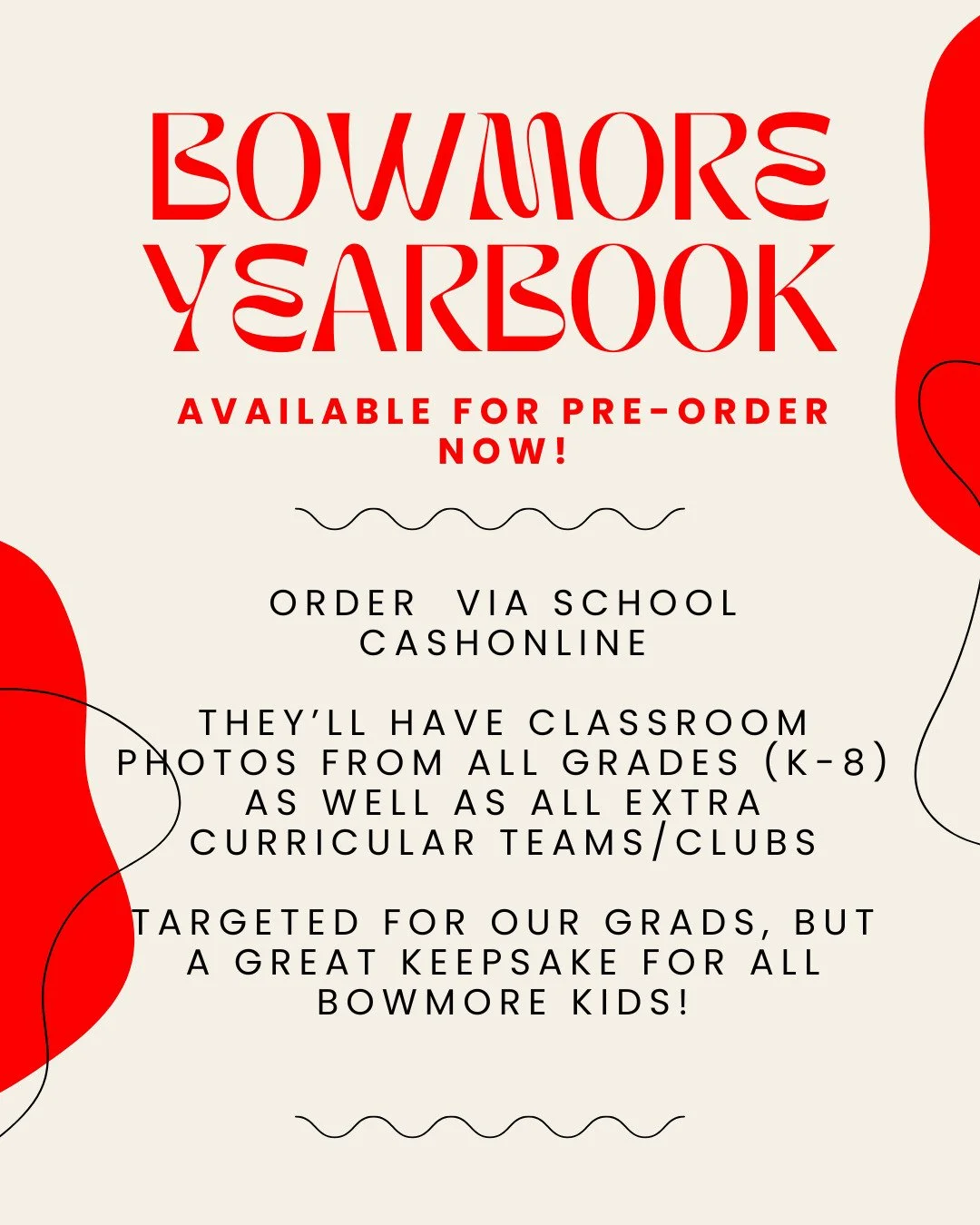 Thank you to the amazing yearbook committee!

The yearbook will be a hardcover, 80+ page yearbook and will contain all K-8 classroom photos and all teachers &amp; staff will be in the yearbook, as well as all the extra curricular teams and clubs. The