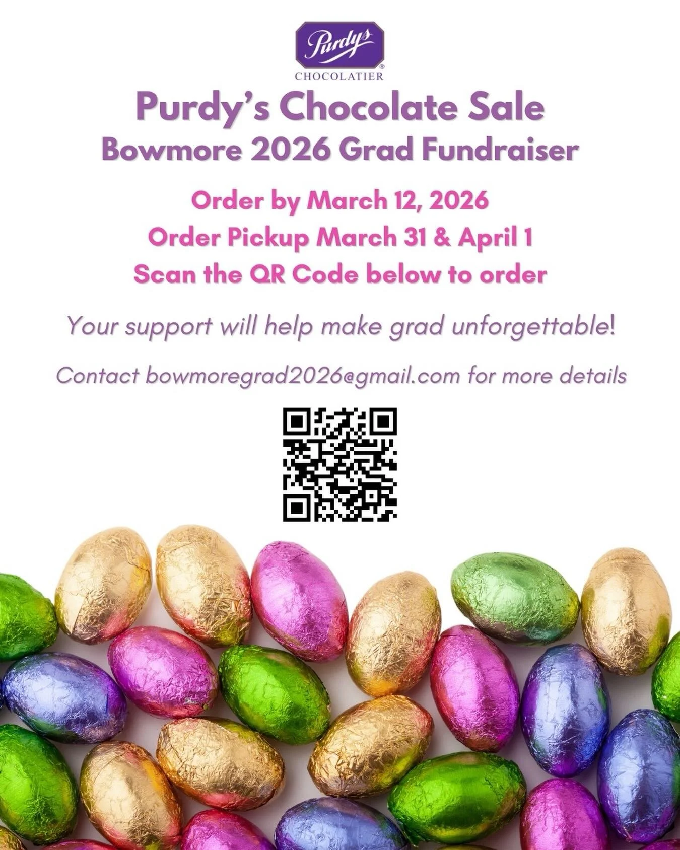 🎓The Grade 8 Grad Committee is running a chocolate fundraiser. 🎓

Please show your support by placing an order for quality chocolate from Canadian chocolatier Purdy&rsquo;s Chocolate. 🍫🍫🍫

To order or browse: https://fundraising.purdys.com/campa