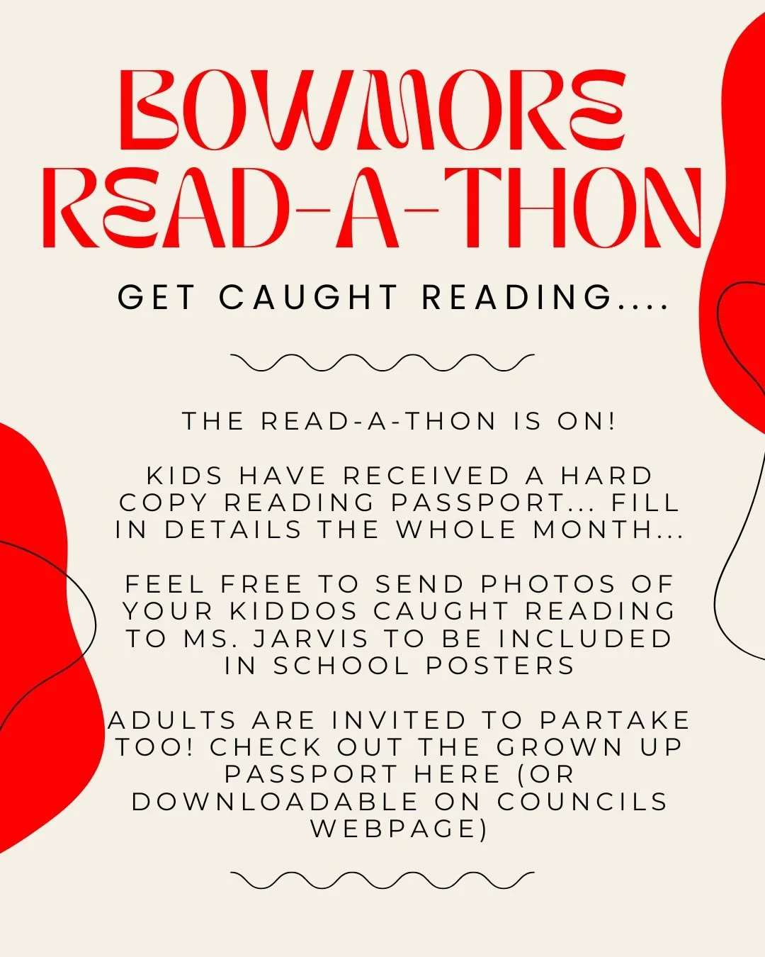 📚🌈 The read-a-thon is here!! Ms Jarvis and the team have plans a foot to keep kids (and their grown ups) reading all month long!
Kids will have received a hard copy passport where they can track progress - and grown ups can get in on the fun too. C