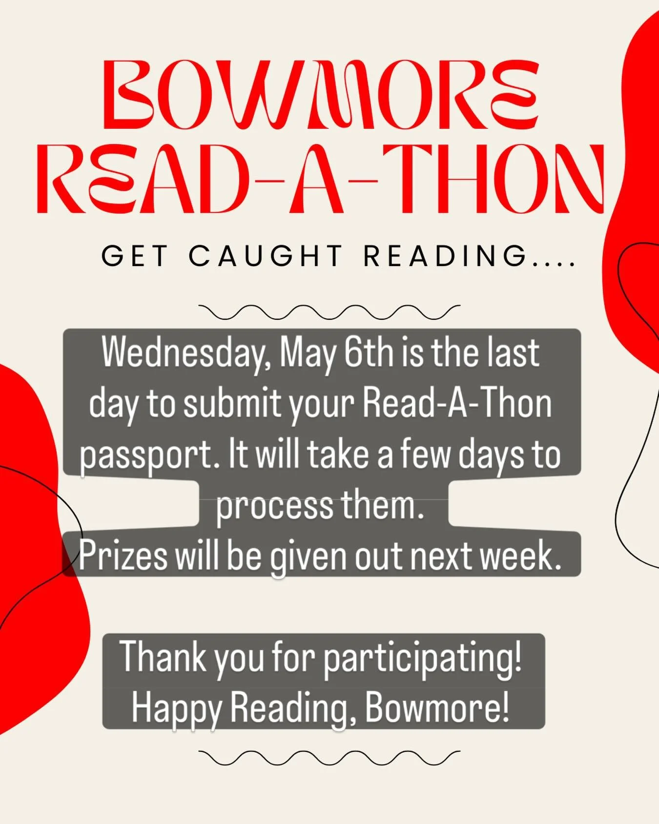 📚Don&rsquo;t forget to hand in your read-a-thon passport 📚 Ms. Jarvis and the library elves need time to process for prizes! Deadline is this Wednesday&hellip; happy reading!