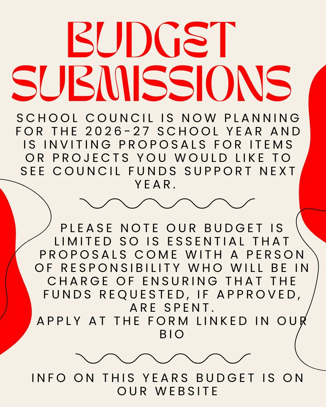 School Council has begun planning for the 2026-27 school year and is inviting proposals for items or projects you would like to see Council funds support next year. Proposals can be submitted via the link in our BIO until 5pm on Friday, June 5, 2026.