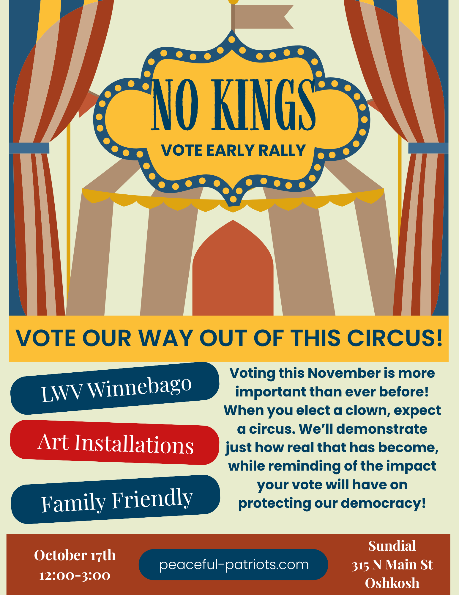 No Kings Oshkosh - Vote Early Rally