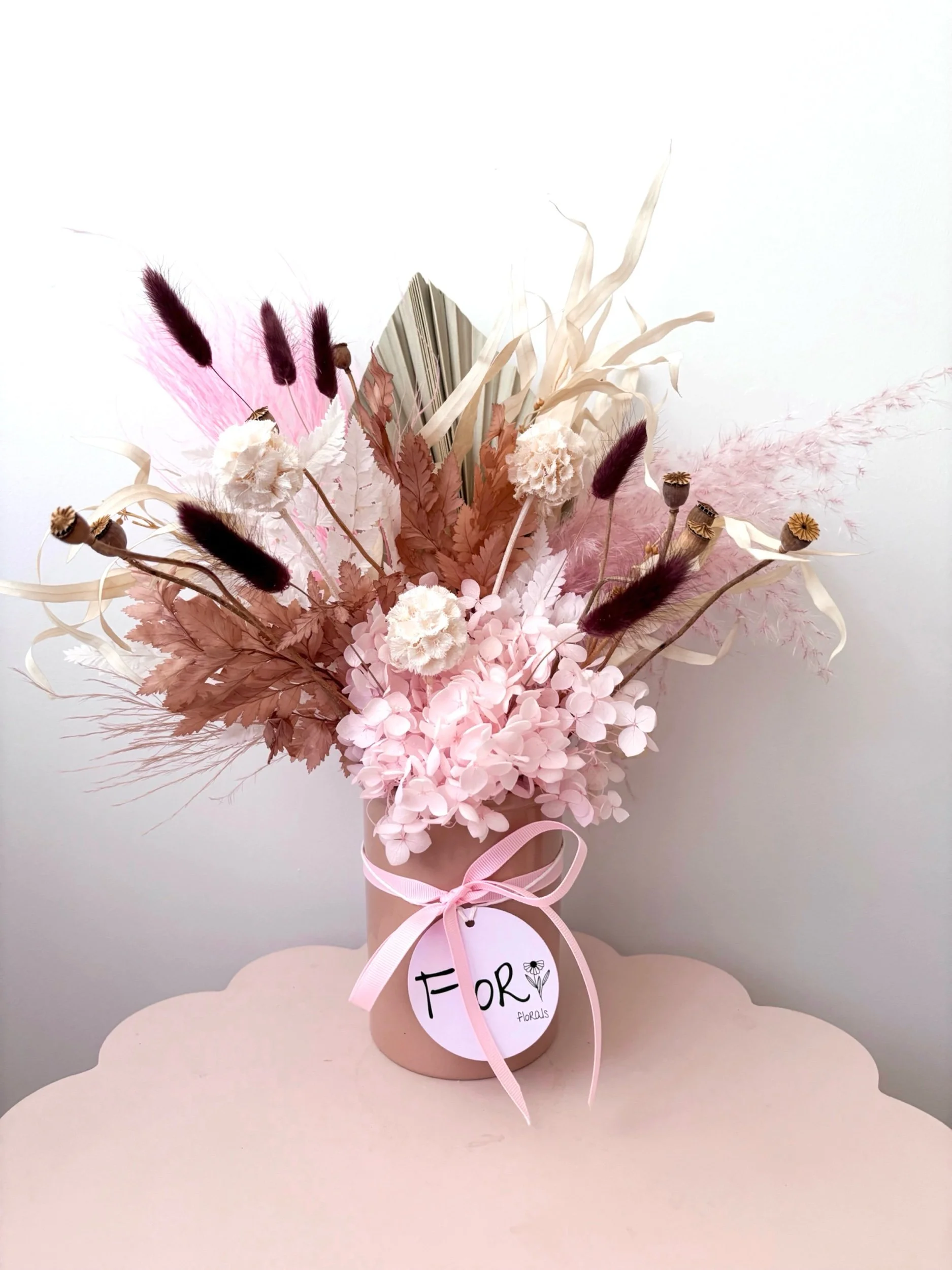 Blush Pink dried arrangement - Flor Florals - Cairns Florist, Flower Delivery Cairns - ,Same day flower delivery Cairns.