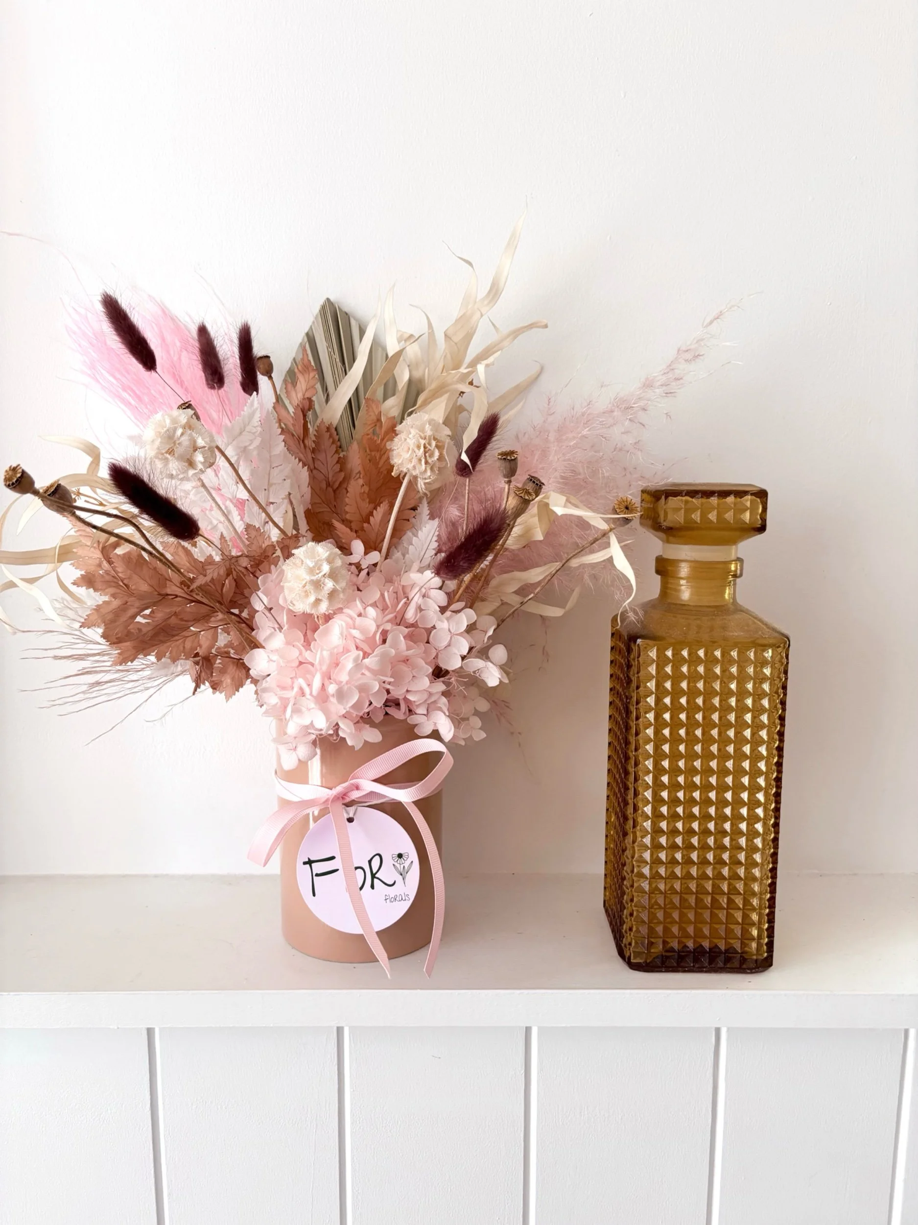 Blush Pink dried arrangement - Flor Florals - Cairns Florist, Flower Delivery Cairns - ,Same day flower delivery Cairns.