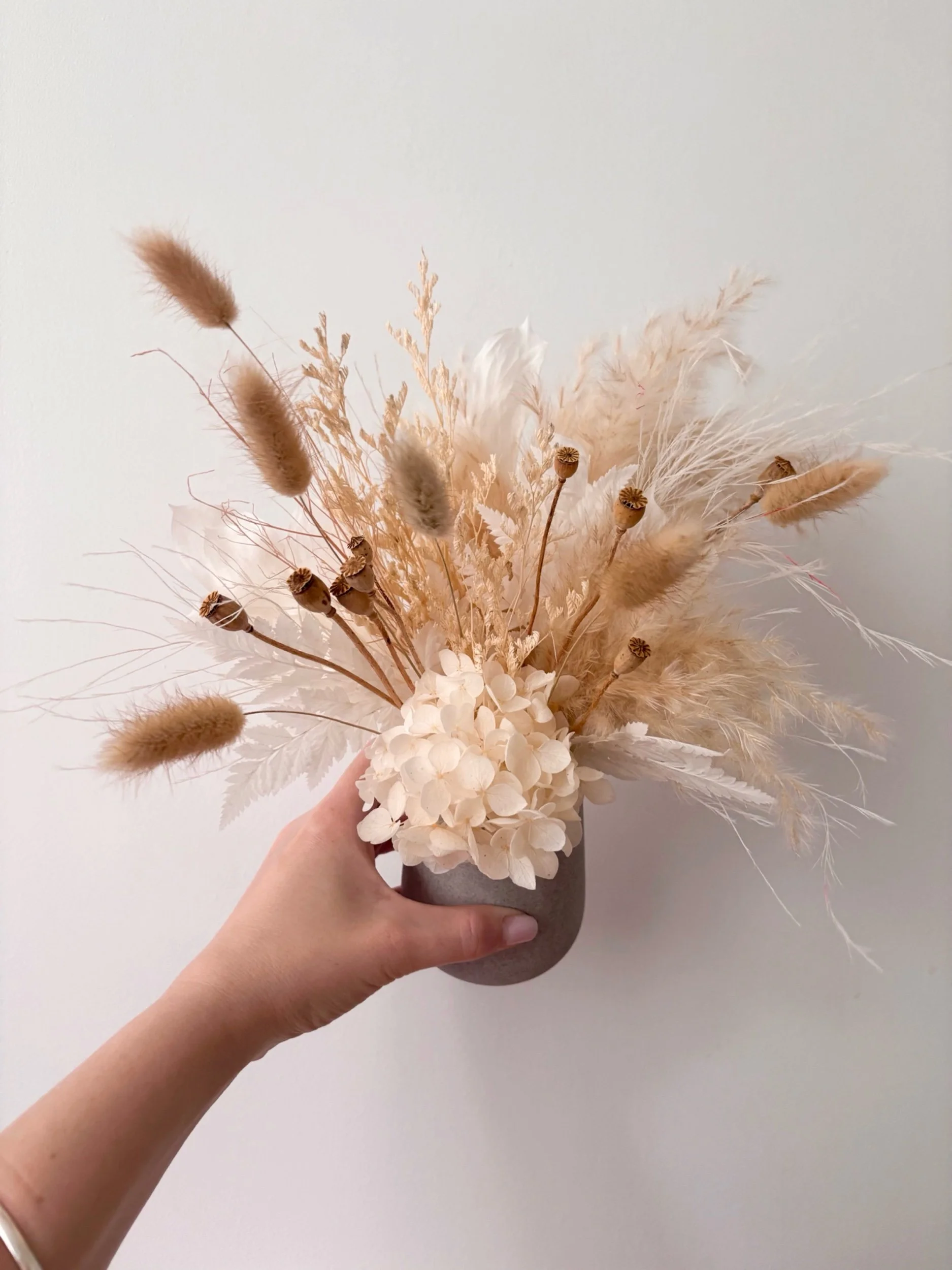 Grey small dried arrangement - Flor Florals - Cairns Florist, Flower Delivery Cairns - ,Same day flower delivery Cairns.
