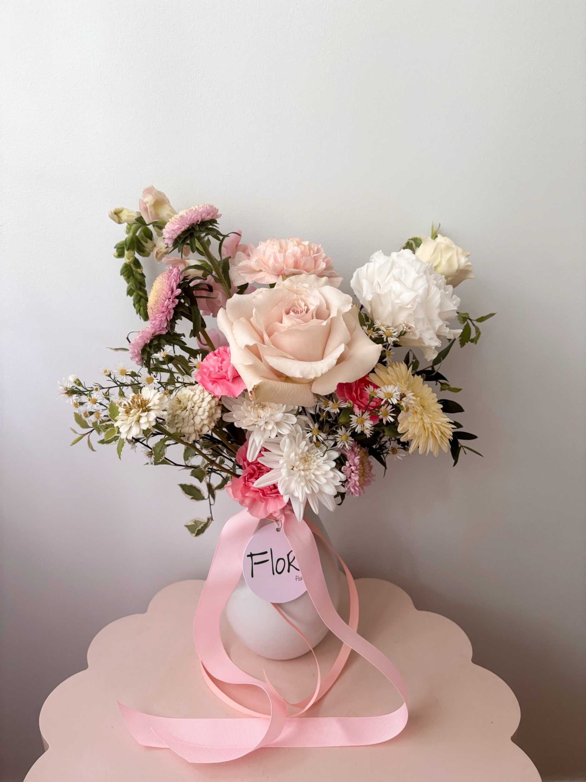 White Posy Jar - Flor Florals - Cairns Florist, Flower Delivery Cairns - ,Same day flower delivery Cairns.