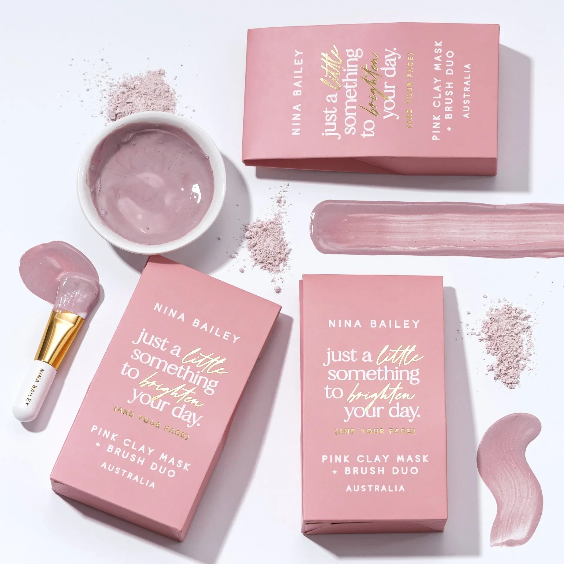 PINK CLAY MASK & BRUSH DUO by Nina Bailey