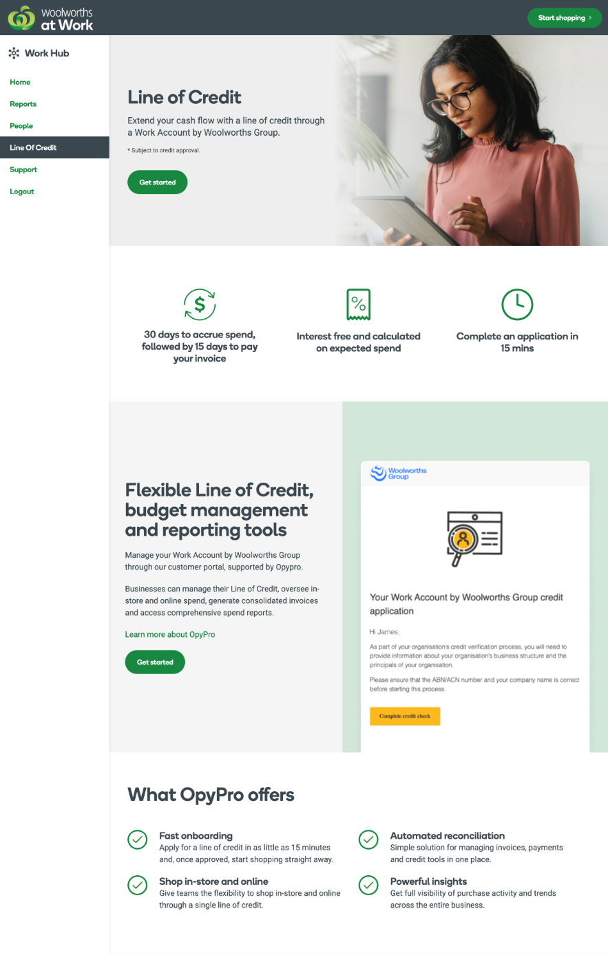Line of Credit screenshot
