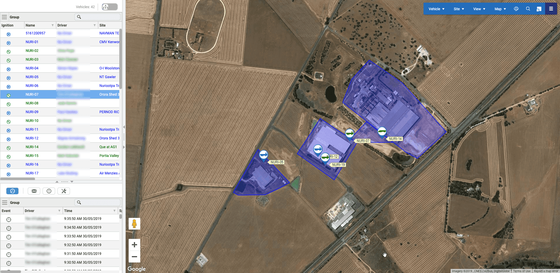 GPS tracking of the Nuriootpa Traders sites and trucks.