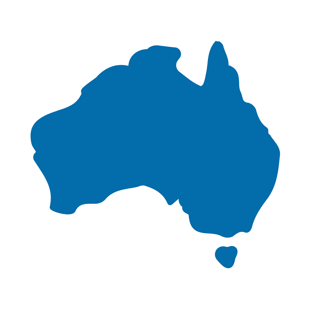 Map of Australia with its states and territories outlined and labeled.