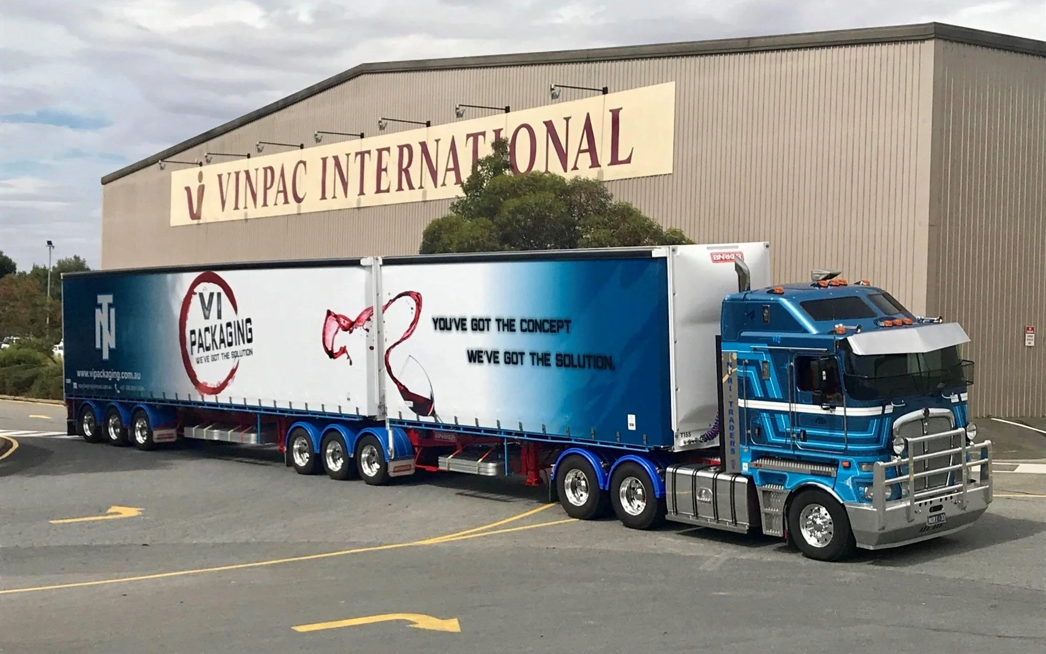 Nuriootpa Traders truck parked outside Vinpac International.