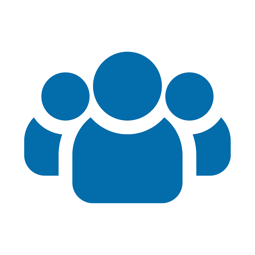 Icon of a group of four people in blue.