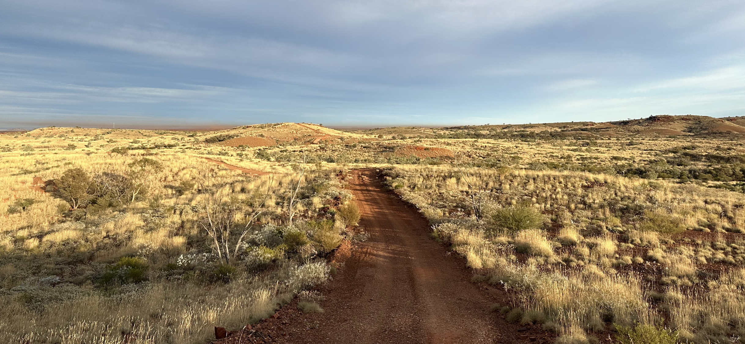 Unpaved road construction in the Pilbara region, Western Australia.