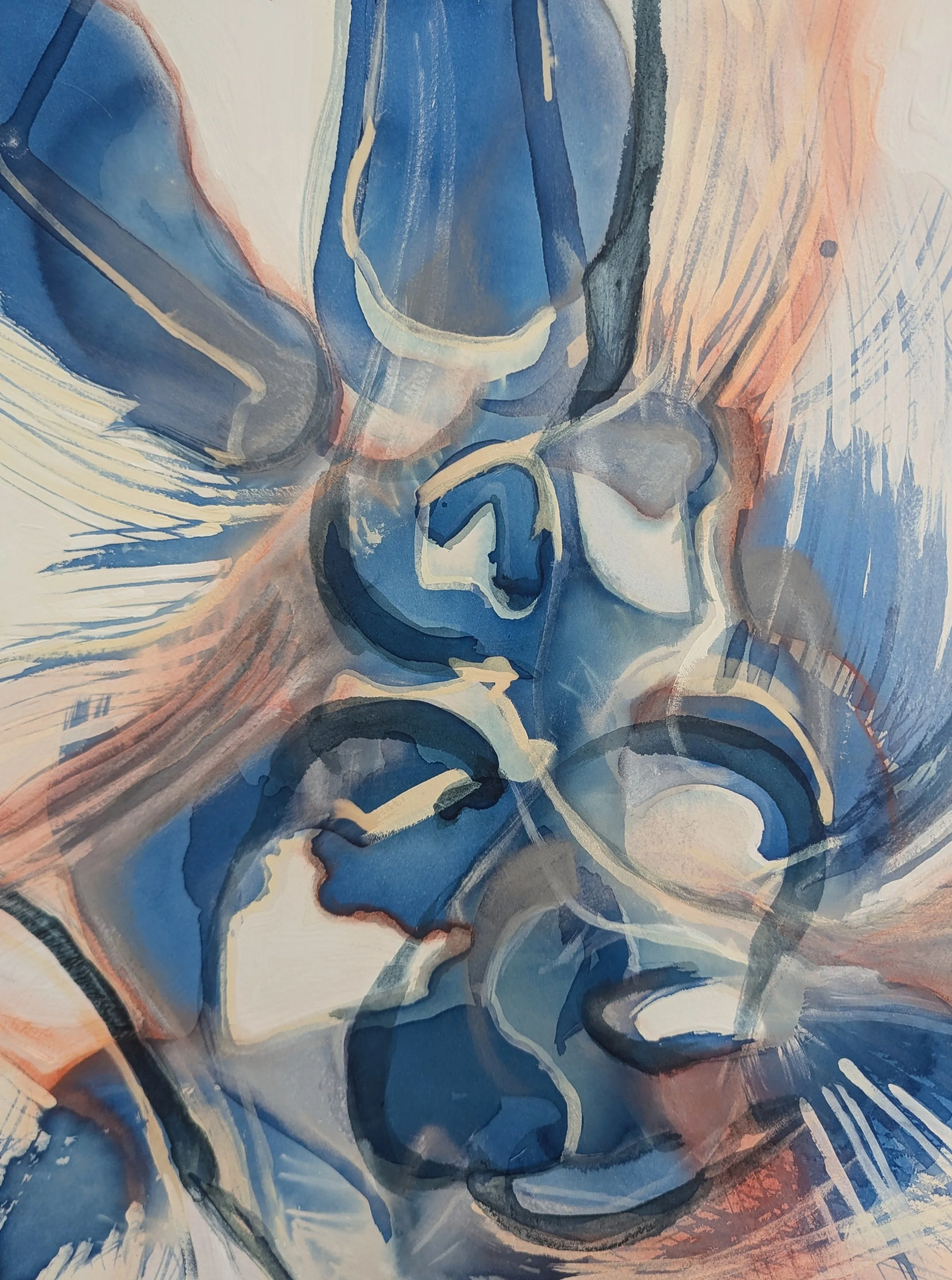 My Mythical Ancestors, 2025 / cyanotype, acrylic, & dry pastel on paper / 16 x 12 inches / $150 framed