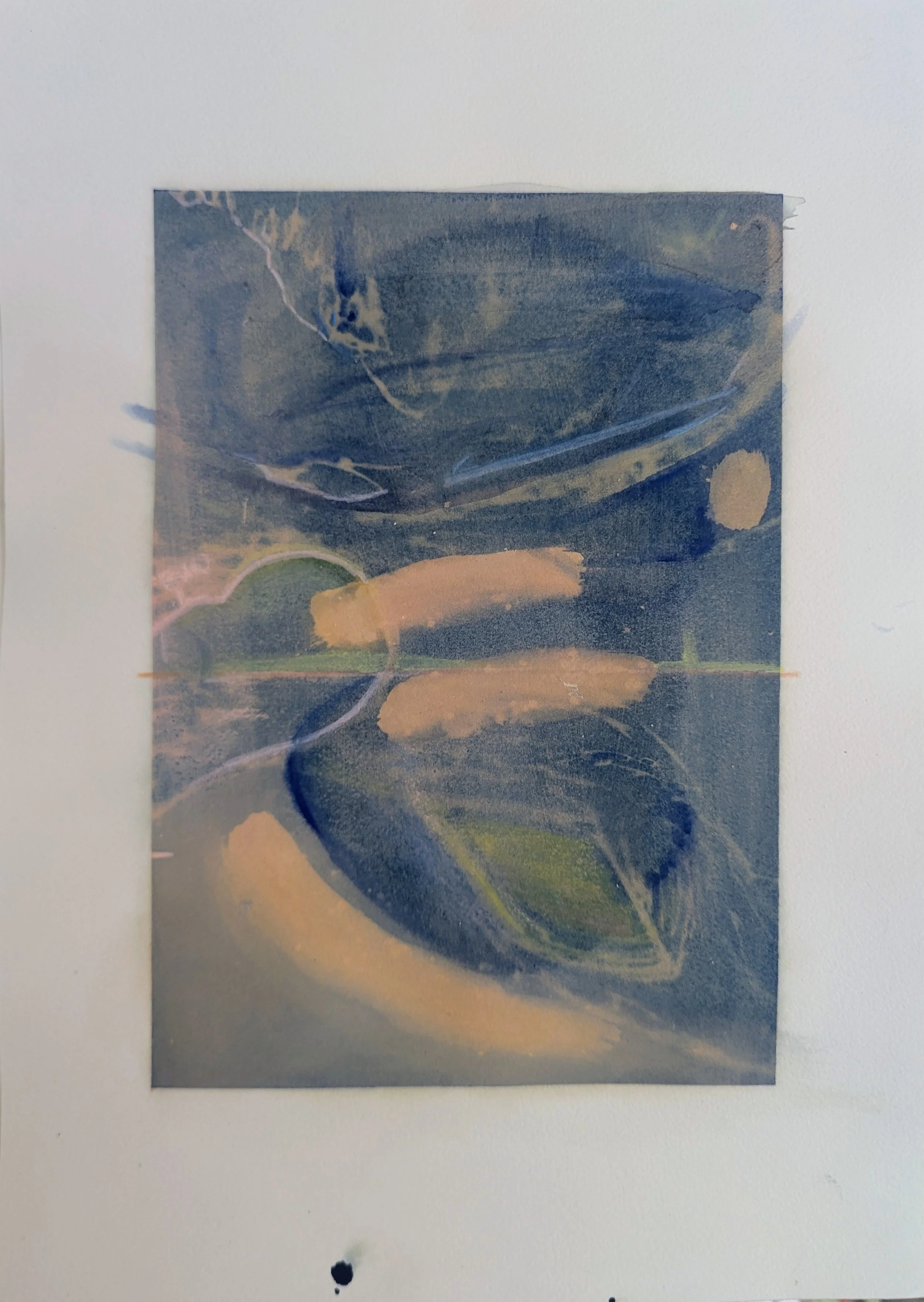Ocean Shore 2, 2026 / cyanotype, acrylic, & dry pastel on paper / 16 x 12 inches / $150 framed