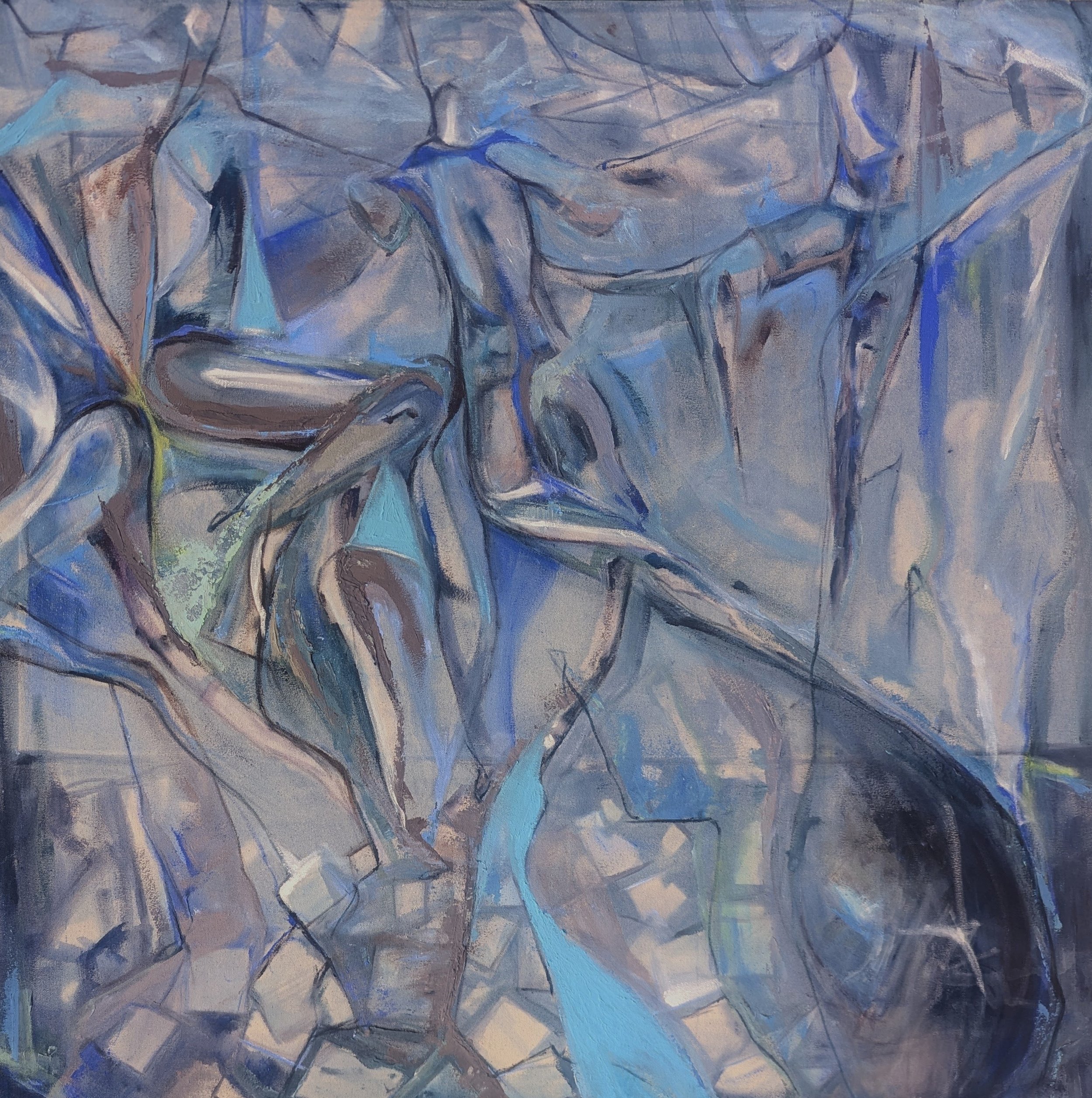 Tell Me How to Love Your Mother, 2025 / cyanotype, acrylic, and oil on canvas / 36 x 36 inches / $485