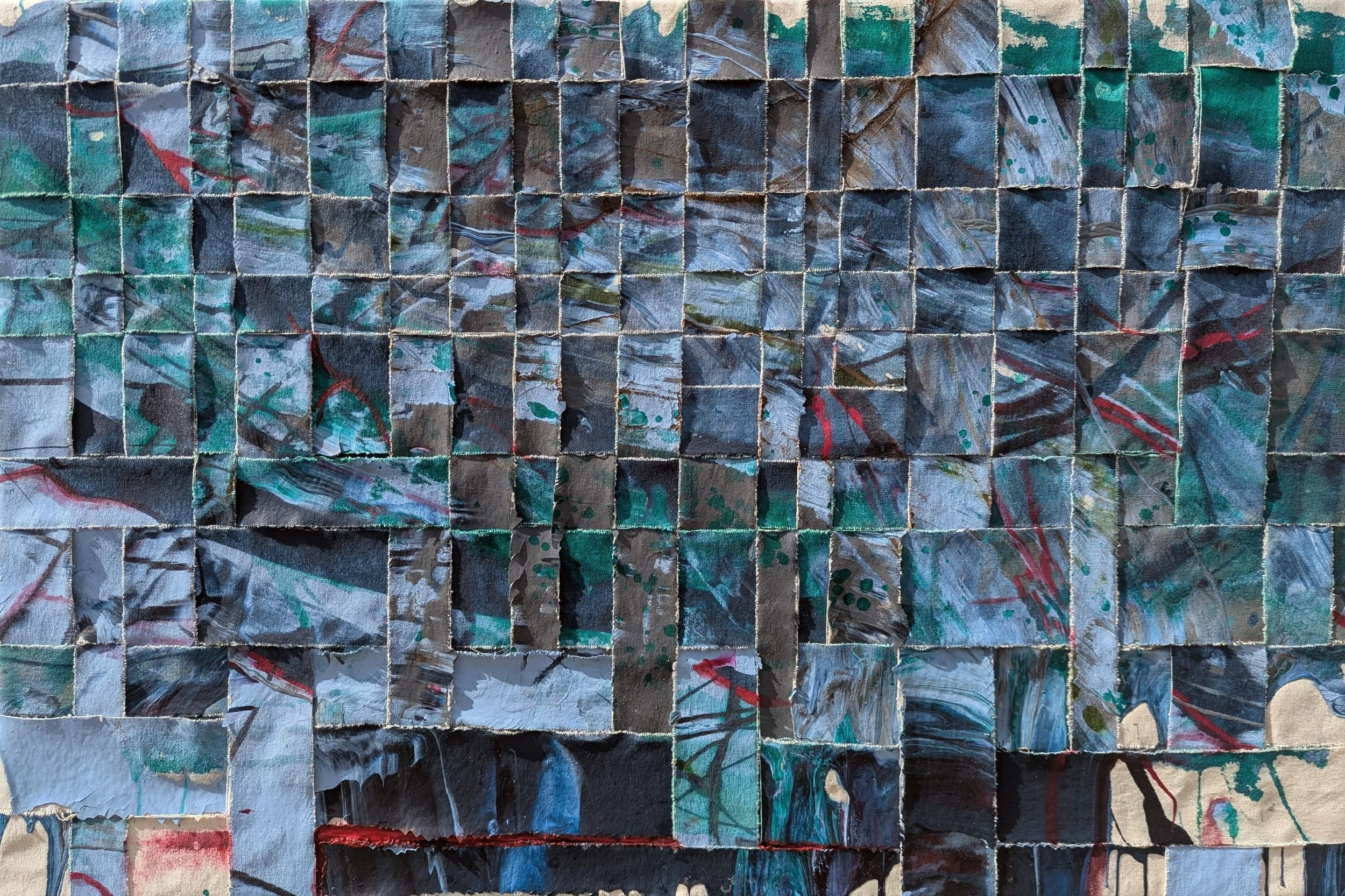 Make & Shift, 2025 / acrylic & house paint on woven canvas / 36 x 30 inches / $300