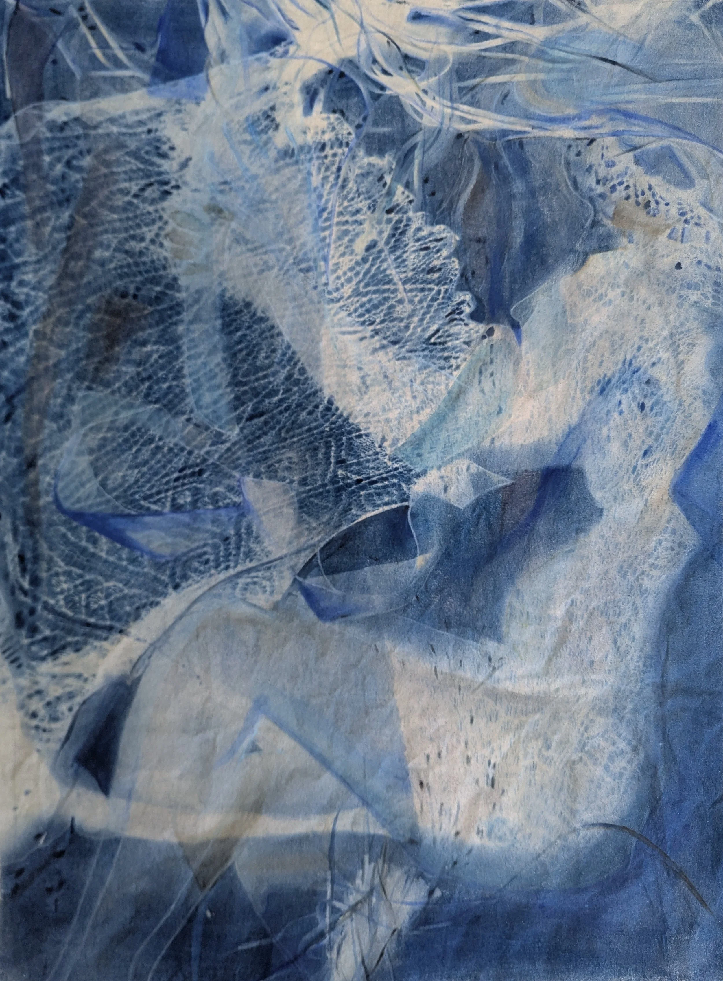 Returning Self, 2026 / cyanotype & acrylic on canvas / 40 x 30 inches / $650 