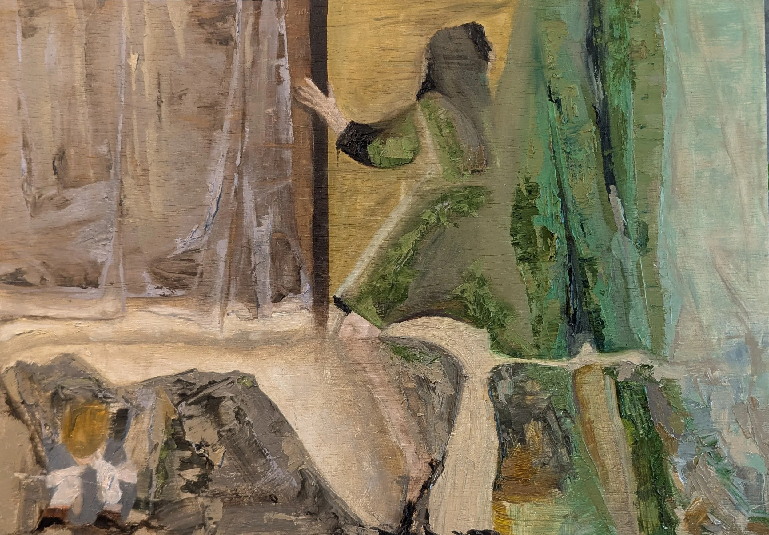 Disappearing Mother, 2026 / oil on plywood / 15 x 21 inches / $300 framed