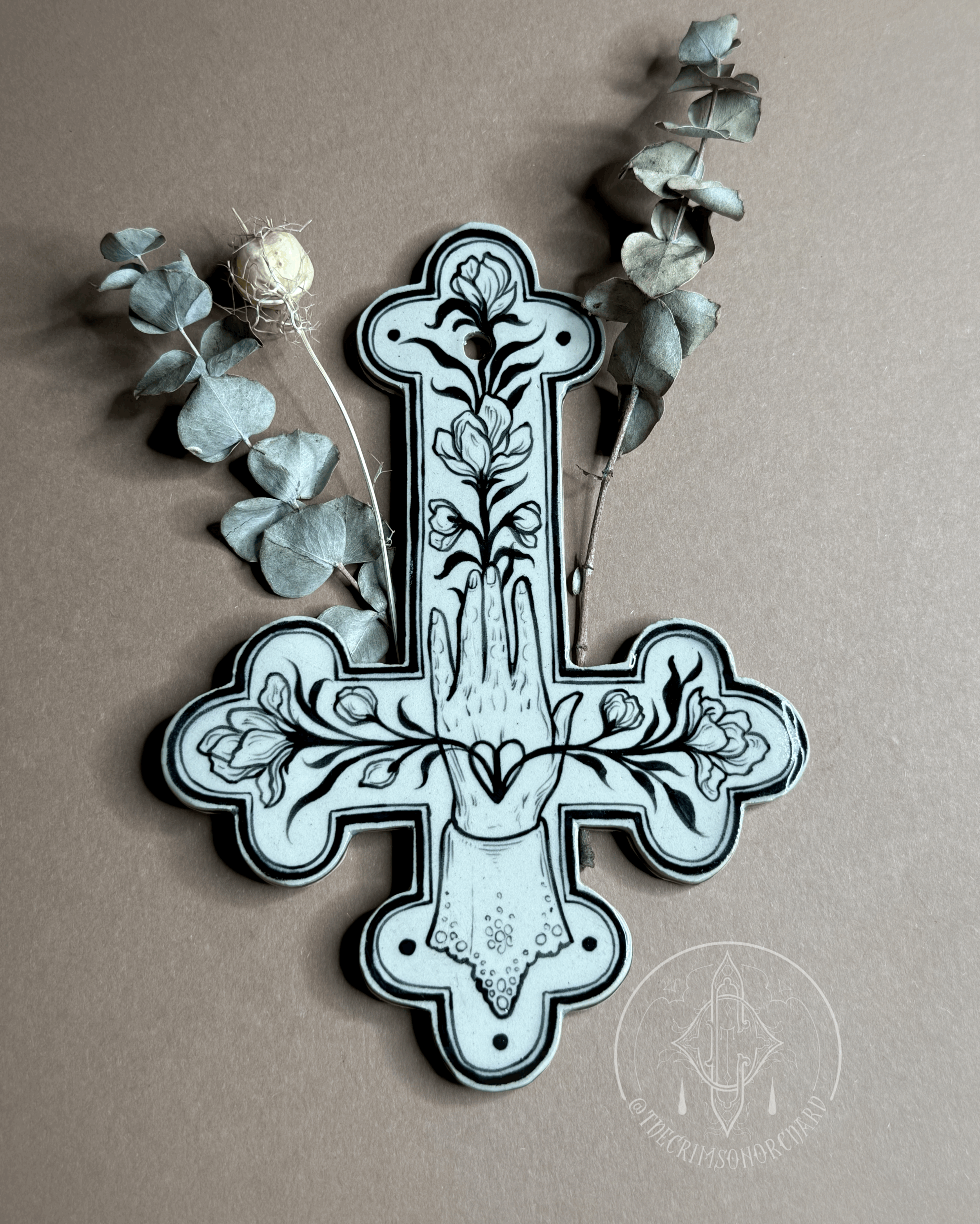 Cross With Hand - Hanging Ornament