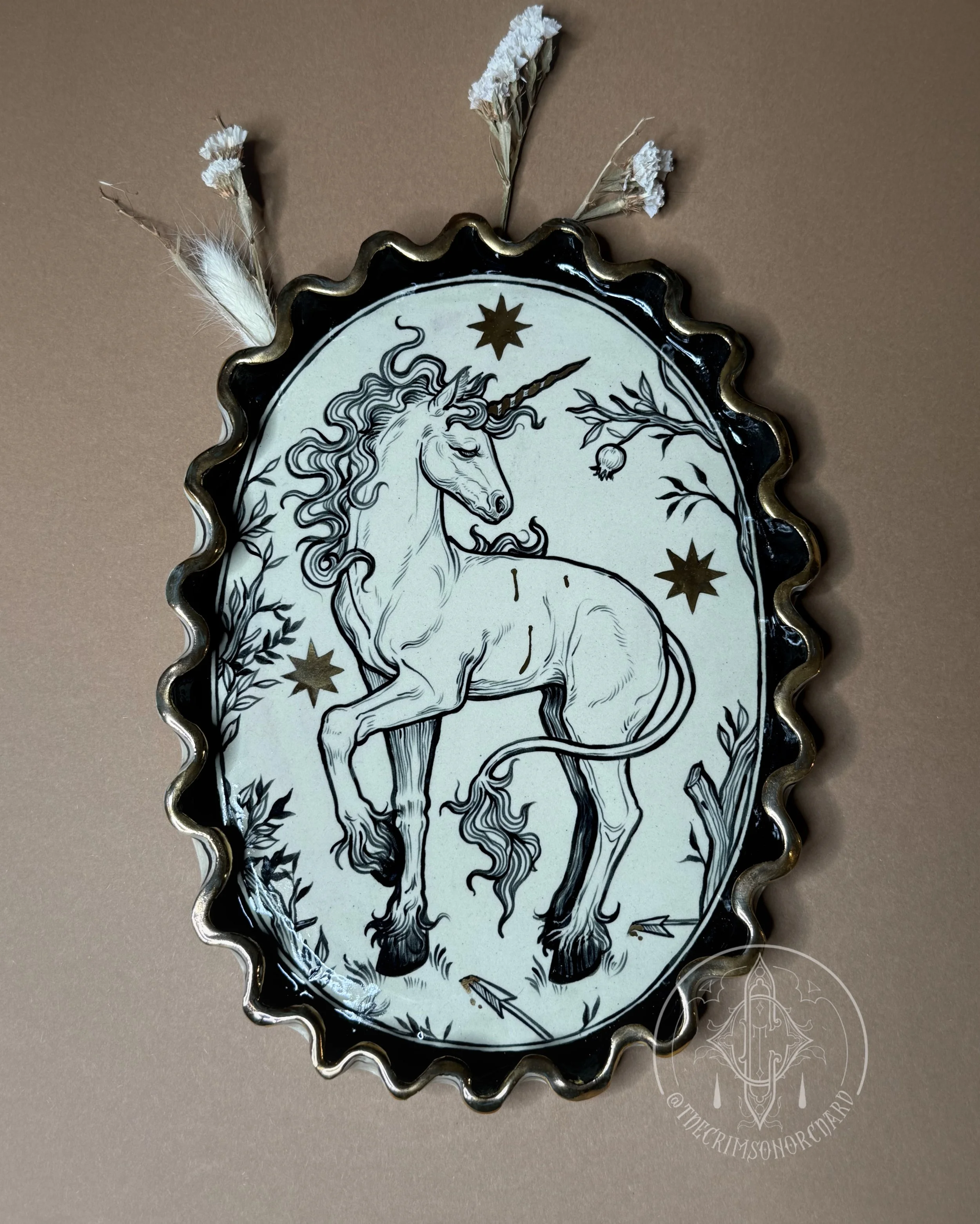 Unicorn - Serving Platter with 22kt Gold