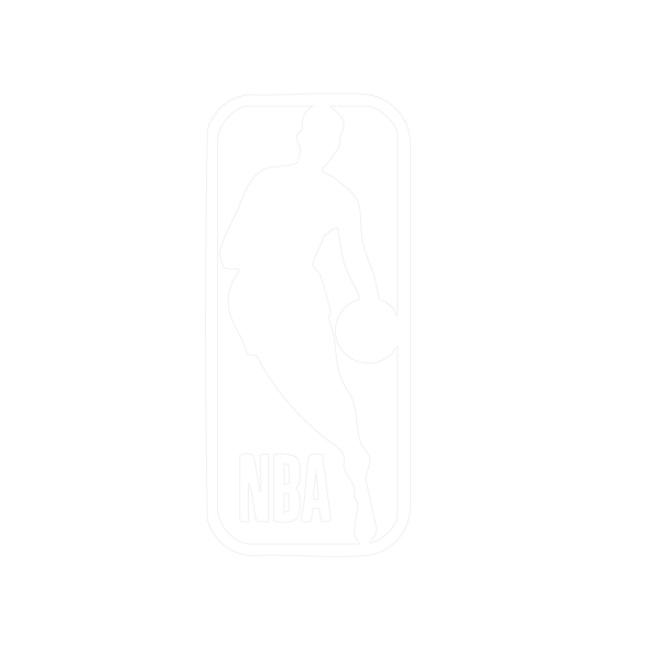 Black background with the white NBA logo featuring a female figure holding a basketball.