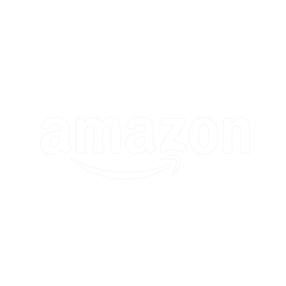 Amazon logo in white on a black background