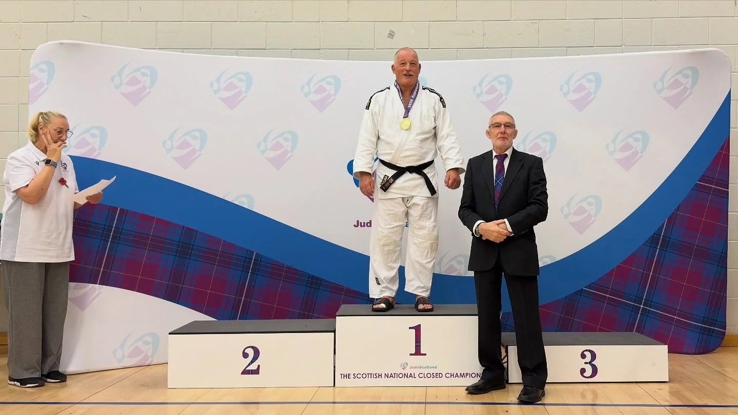 Day 2 at the Scottish Closed 2025 and more great results:

Dougie: Gold 🥇
Edgars: Silver 🥈
John fought well in a higher mixed weight category but missed out on a medal.

As well as a gold medal Dougie also collected the remaining points he needed f