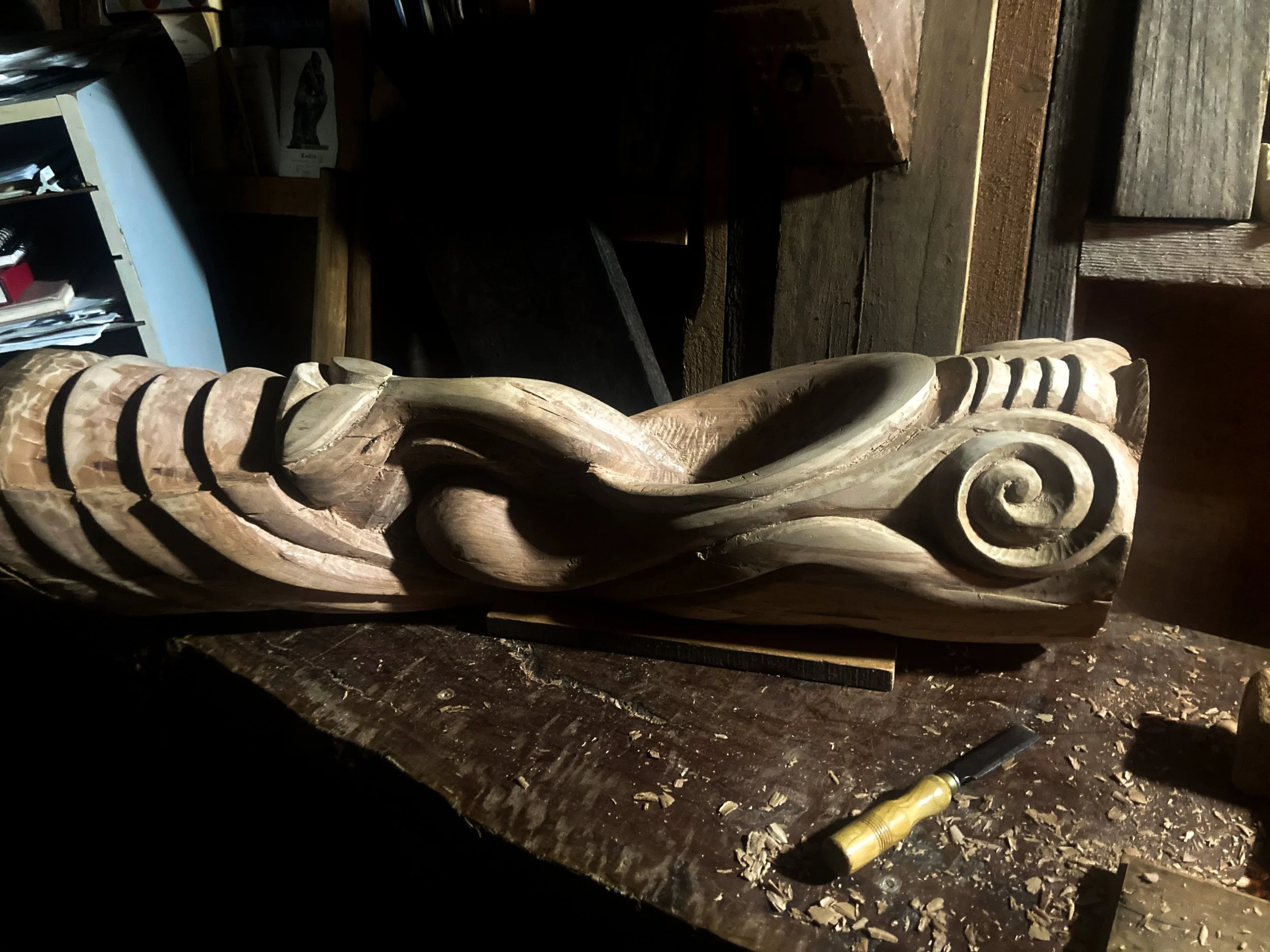 ‘The Beast that Swallowed the Sea’. This carving over powered me in the end and i had to cut it up for firewood in the end.