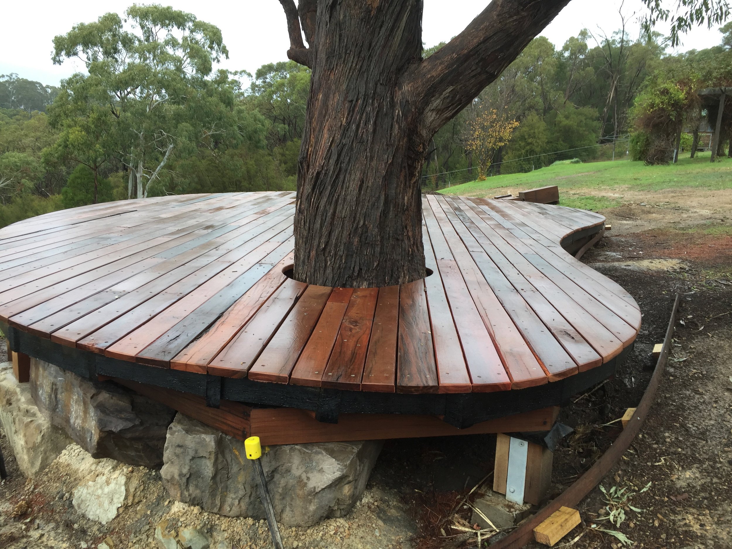 Painters pallet created from old wharf timber. Built by David Puustinen