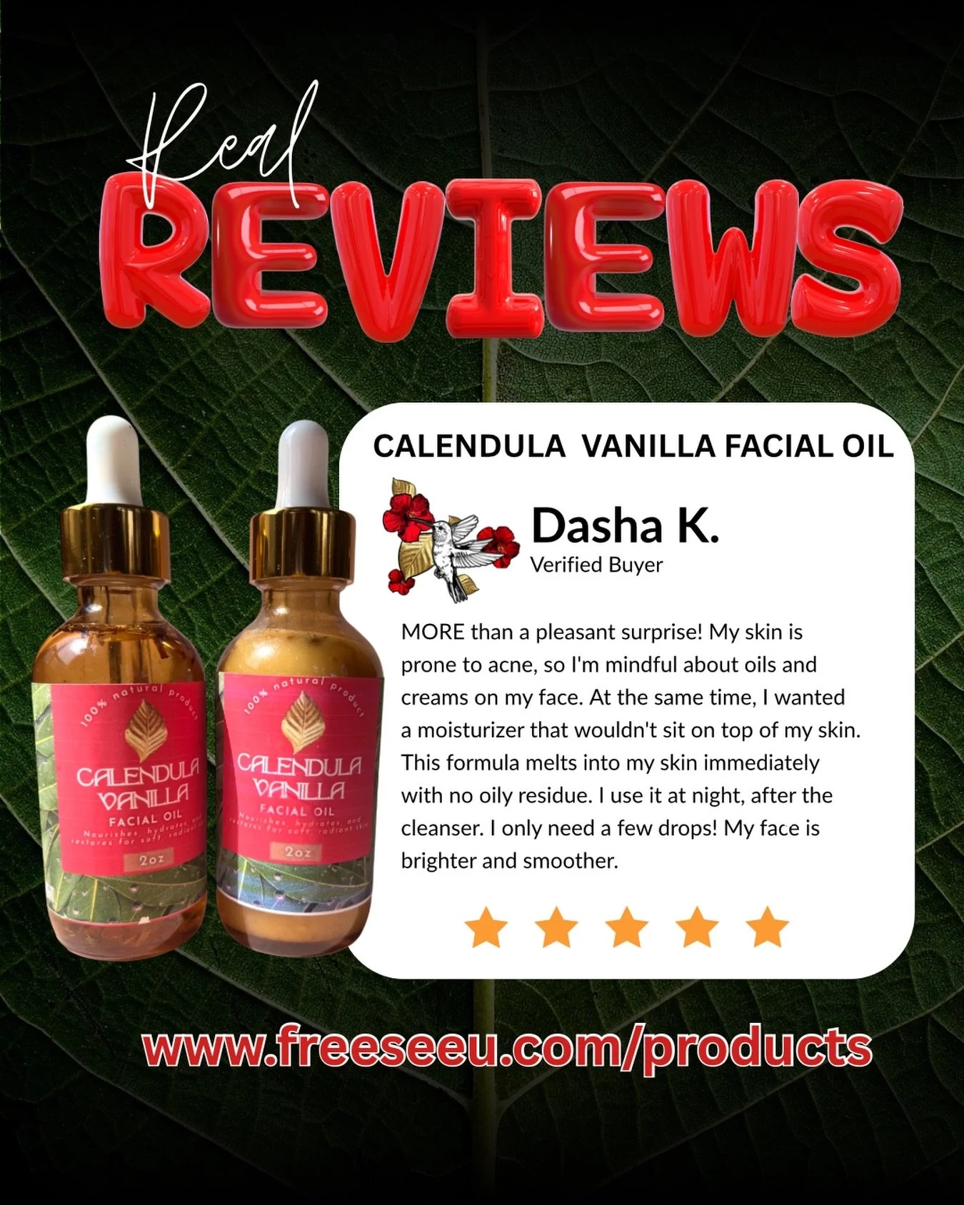 When I created the calendula vanilla facial oil, I created it with oily and sensitive skin in mind. I didn&rsquo;t want to feel anything heavy on my face, and I didn&rsquo;t want to overload my face with a bunch of products. This oil literally only h