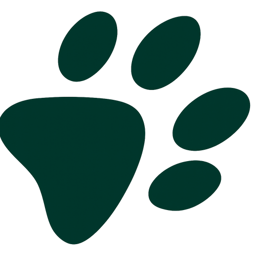 Dark green paw print with four oval toes and a larger pad.