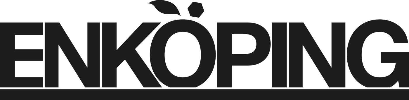 Musta teksti "ENKÖPING" tummalla pohjalla.