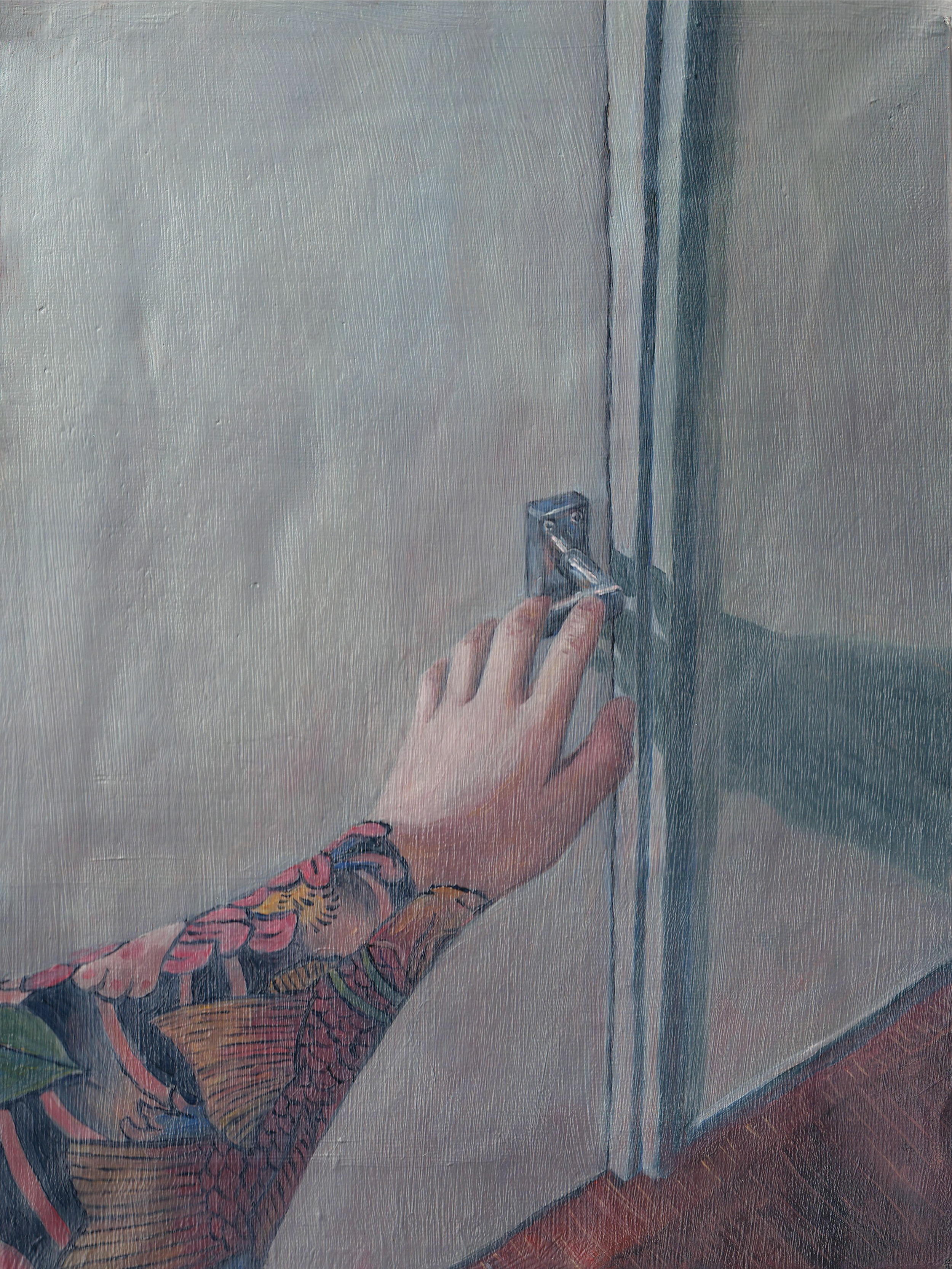 Locked - Oil and mixed media on canvas - 9in x 12in