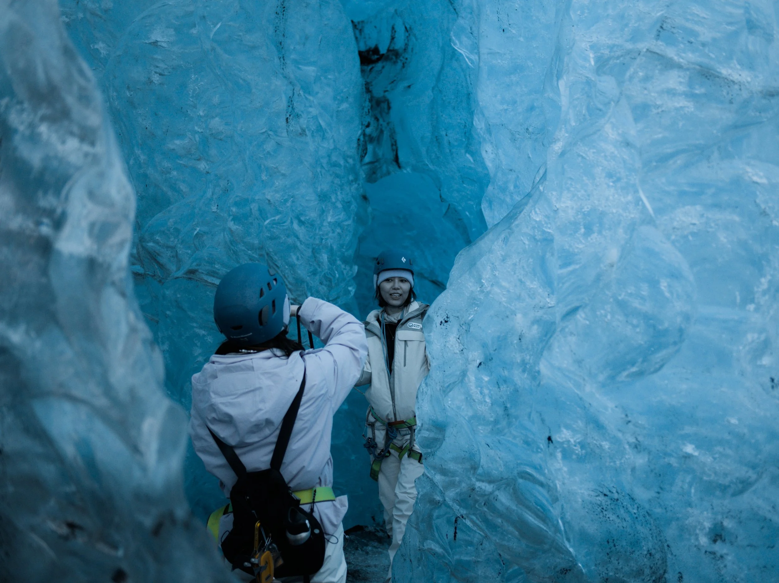 Person in a remote ice cave
