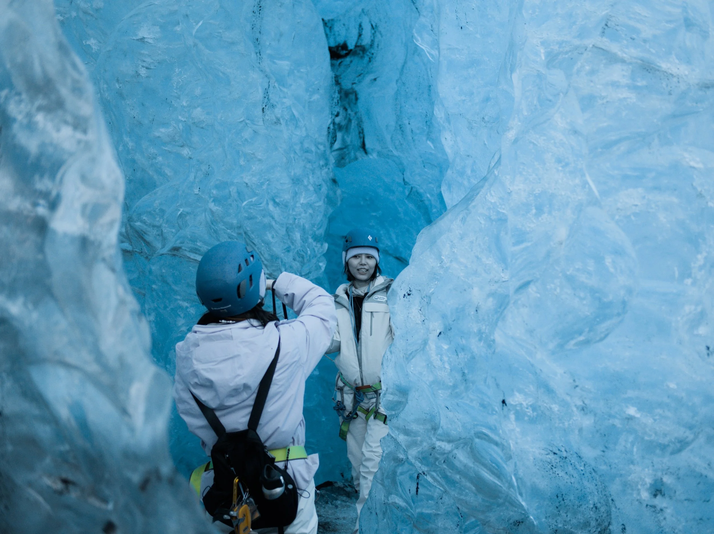 Person in a remote ice cave