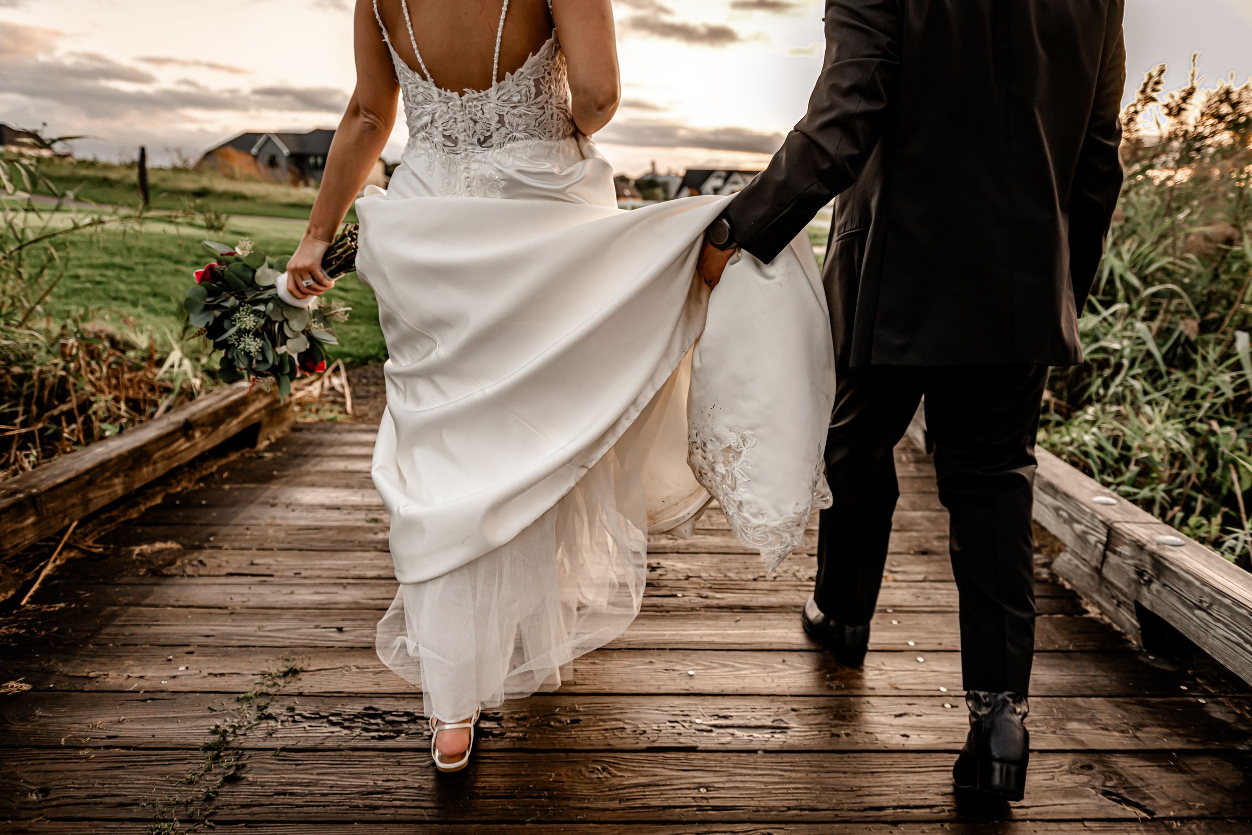 Golf Course Bridge Wedding Photo