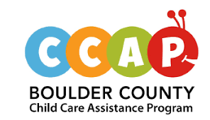 Logo for Boulder County Child Care Assistance Program with colorful circles and a ladybug