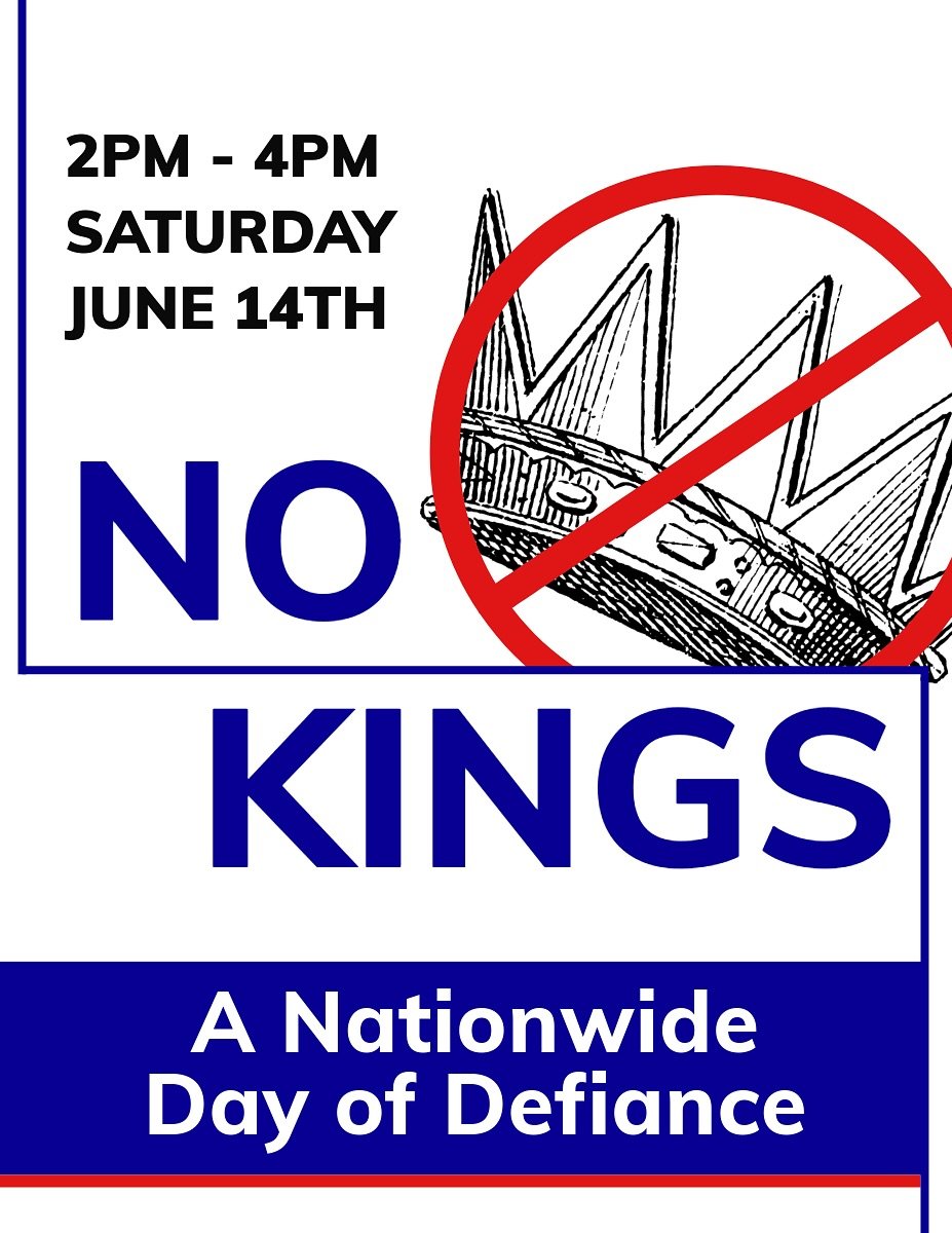 We have some details for next Saturday&rsquo;s #nokings protest! We&rsquo;re gathering starting at 1:30 at St. Paul&rsquo;s, starting the march down Dickson at 2, then ending at the Upper Ramble for live music and speakers.

Check the link in our bio