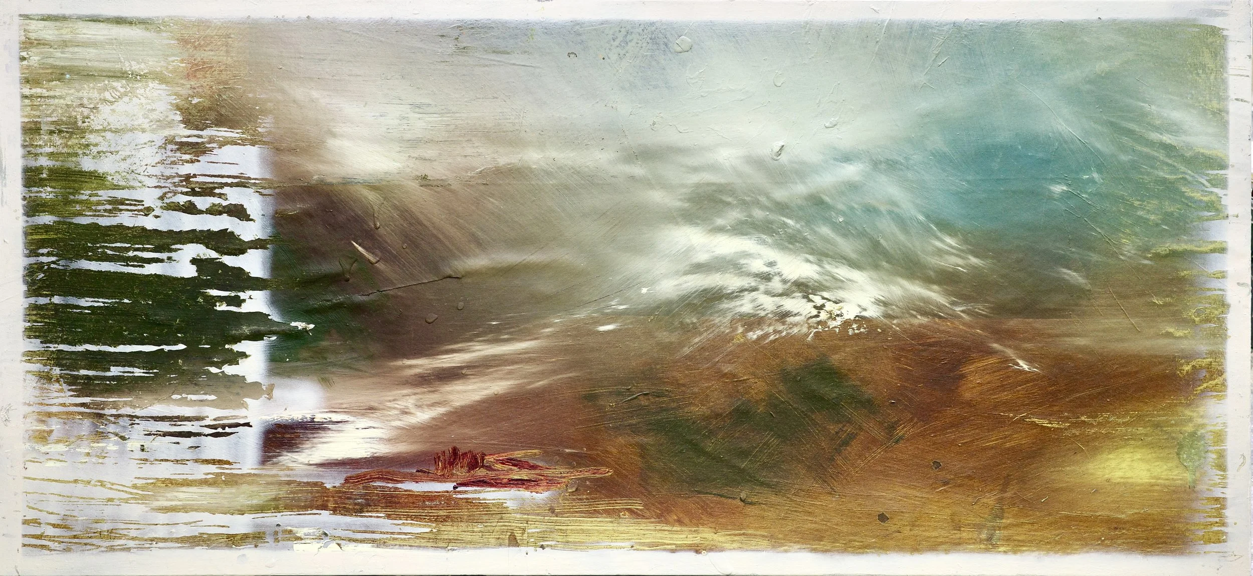 Gemälde Dirk Pleyer "ALBUM M 46 | 20" (Detail, frontal), Öl in blau und grün auf Leinwand