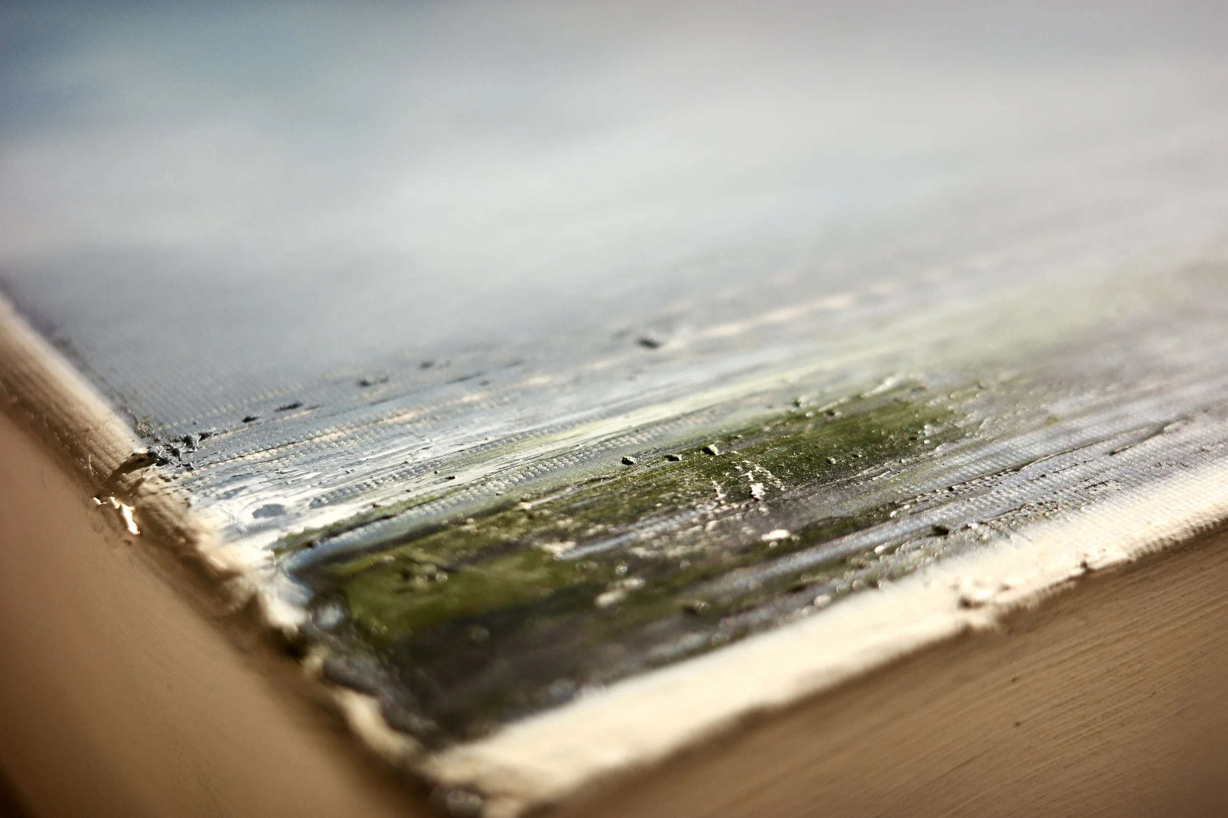 Gemälde Dirk Pleyer "ALBUM K 1228 | 25" (Detail von links), Öl in blau und grün