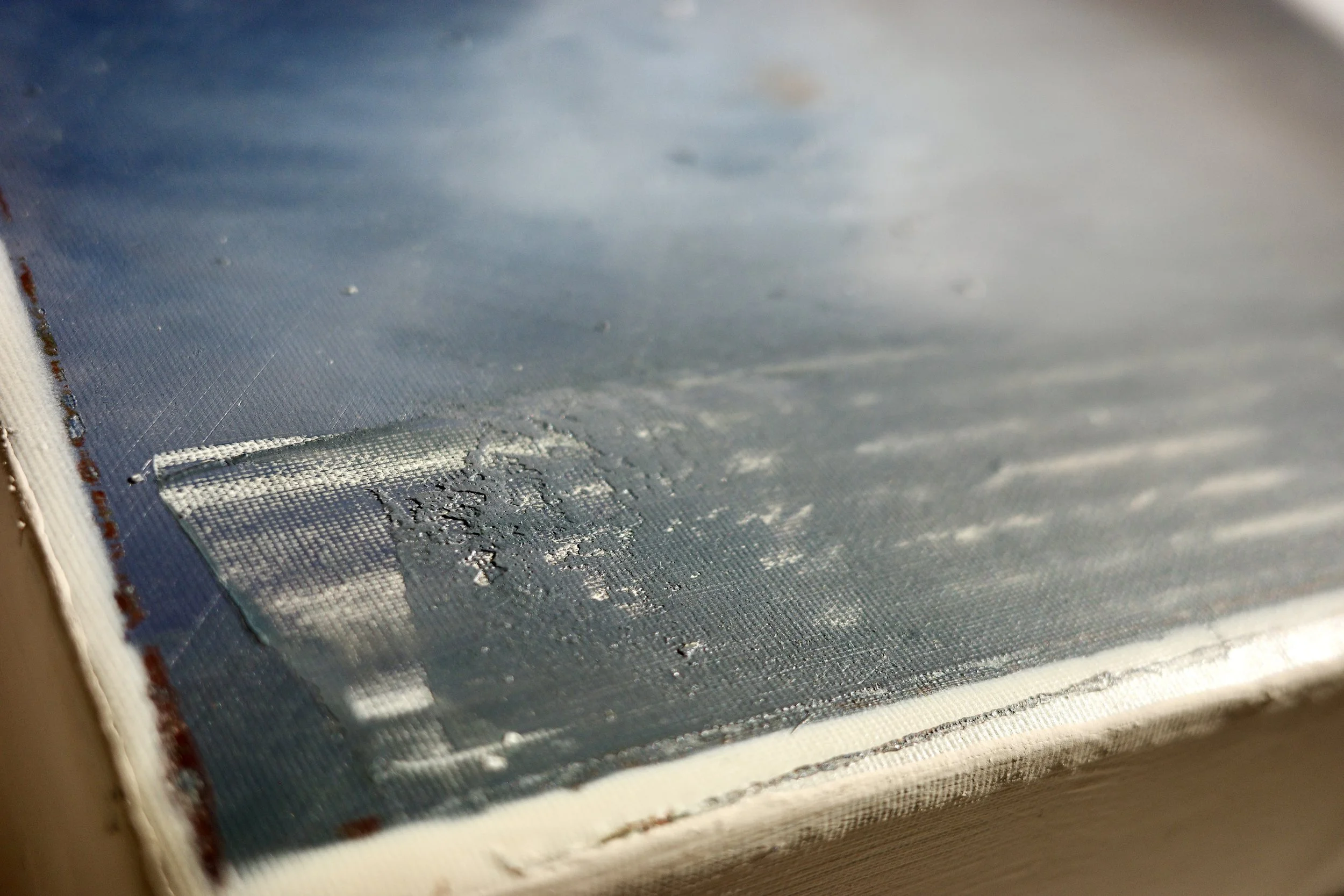 Gemälde Dirk Pleyer "ALBUM K 1218 | 25" (Detail von links), Öl in blau