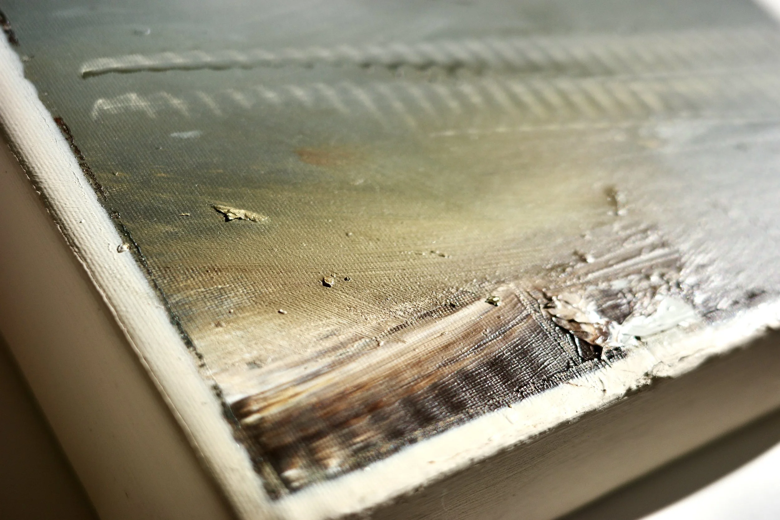 Gemälde Dirk Pleyer "ALBUM K 1225 | 25" (Detail von links), Öl in braun und grün