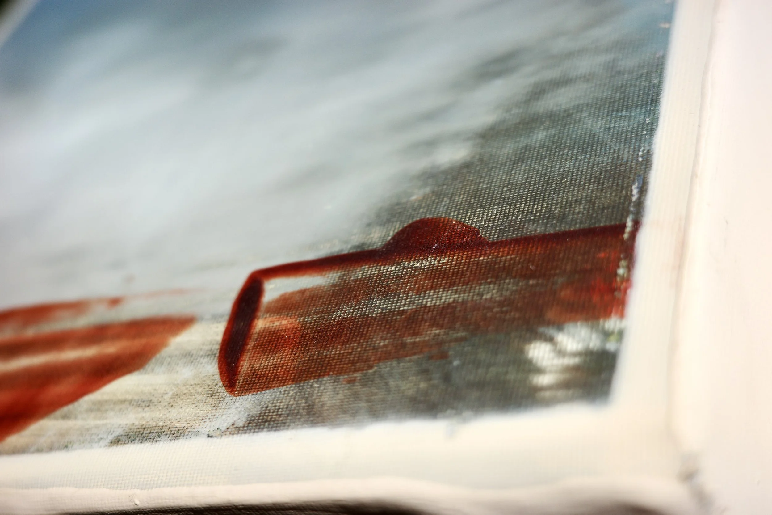 Gemälde Dirk Pleyer "ALBUM K 1220 | 25" (Detail von rechts), Öl in rot