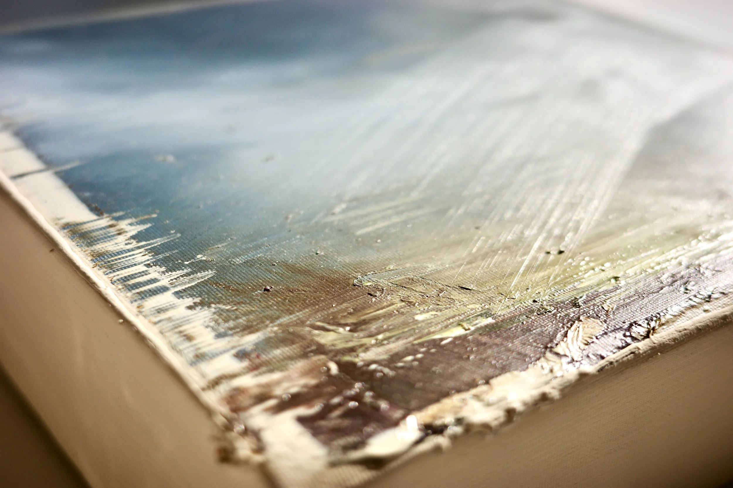 Gemälde Dirk Pleyer "ALBUM K 1223 | 25" (Detail von links), Öl in blau und beige