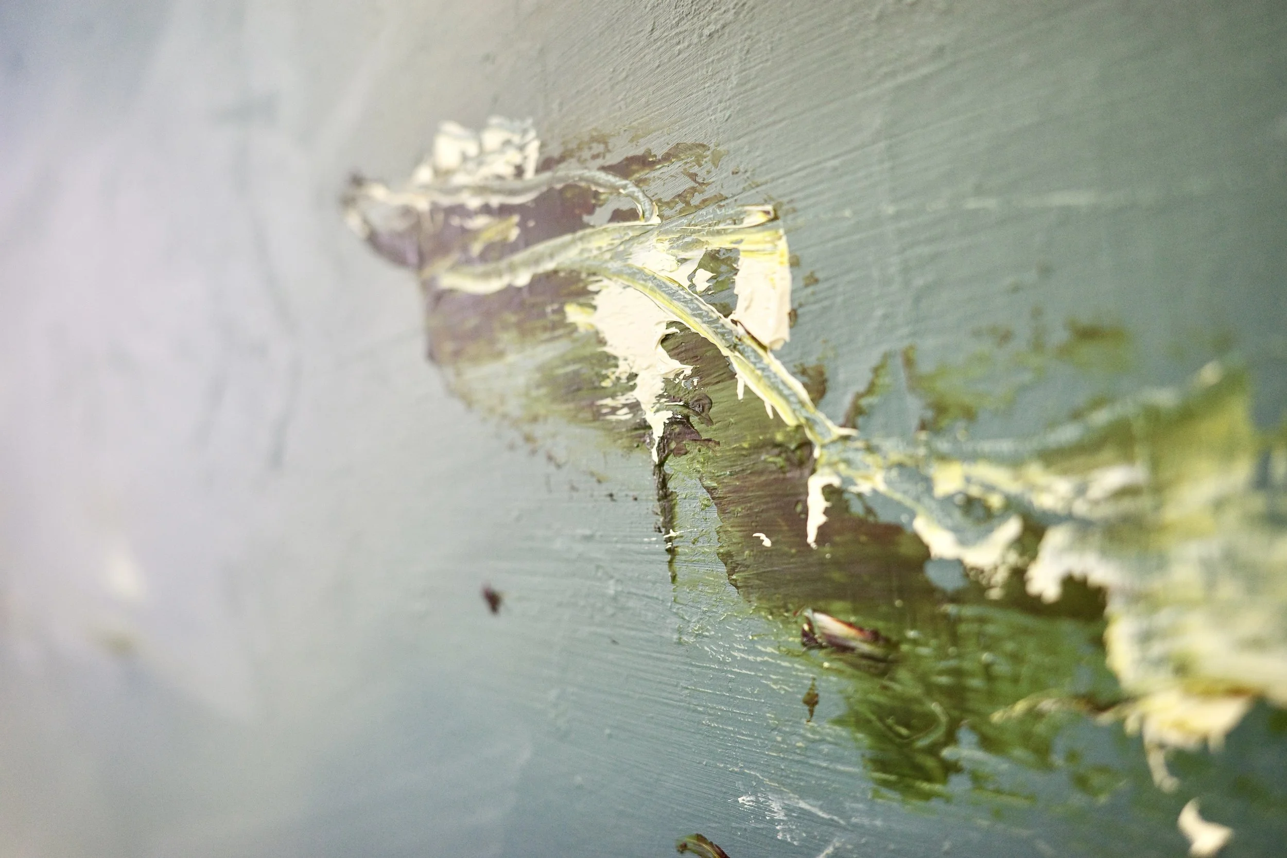 Gemälde Dirk Pleyer "ALBUM G 93 | 25" (Detail von rechts), Öl in grün und braun