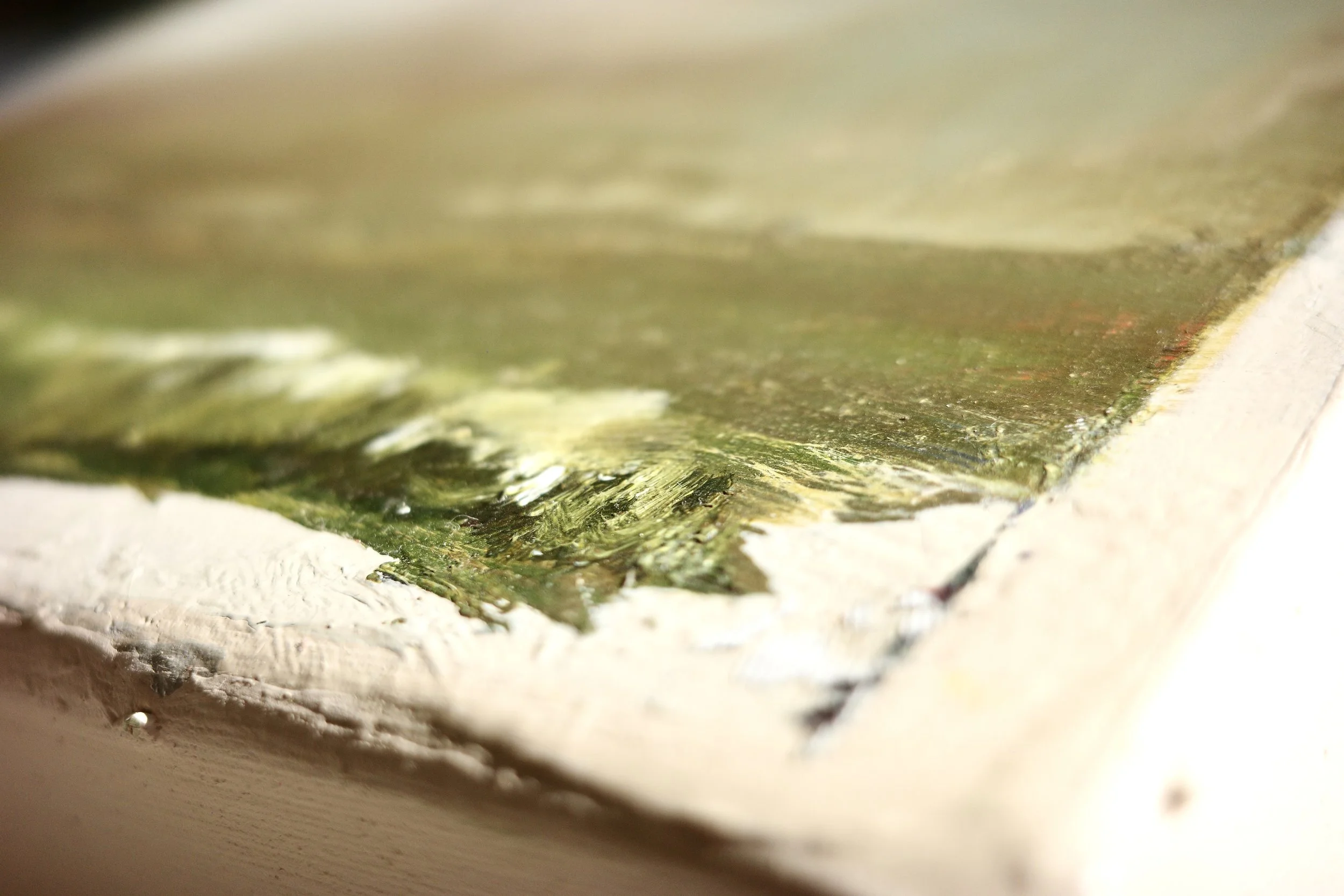 Gemälde Dirk Pleyer "ALBUM K 1211 | 25" (Detail von rechts), Öl in grün und braun