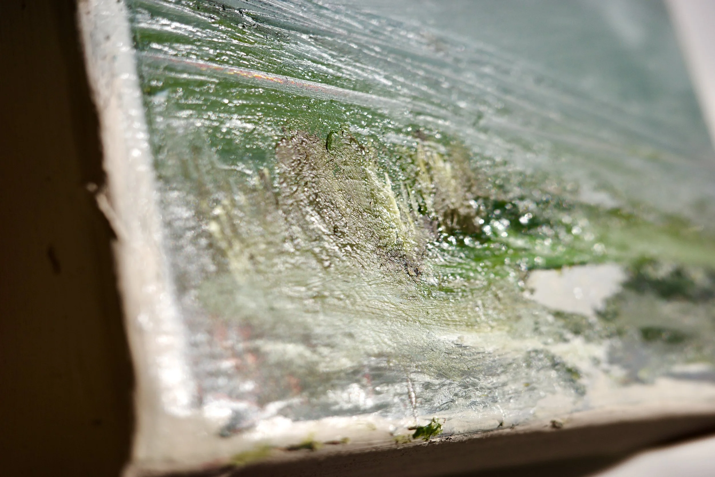 Gemälde Dirk Pleyer "ALBUM K 1215 | 25" (Detail von links), Öl in grün